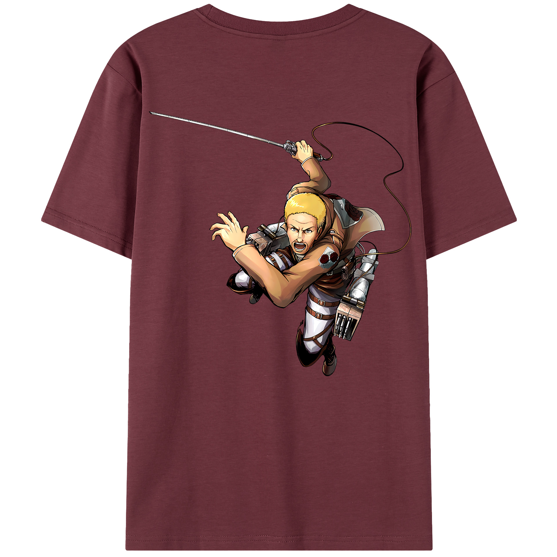 （画像用） 進撃の巨人 ハンネス Attack on Titan Hannes 綿100％半袖Tシャツ（背面プリント）